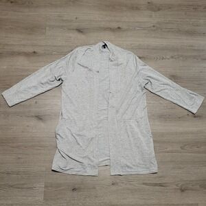 EILEEN FISHER Gray Cardigan Sweater Lightweight Long Sleeve Pockets size Large